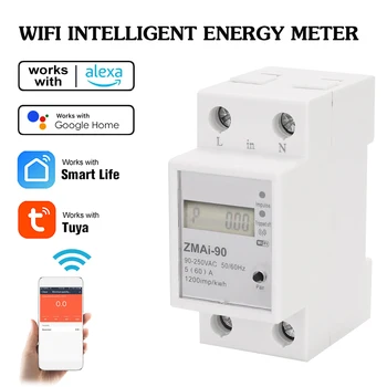 Vienfazis Din Bėgelio Wifi Smart Energijos Skaitiklis Elektros Energijos Suvartojimas Kwh Metrų Wattmeter Paramos Smartlife/Tuya App 