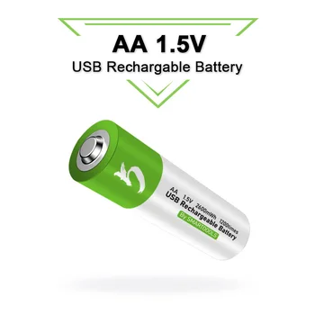 Didelė talpa 1,5 V AA 2600 mWh USB li-ion baterija nuotolinio valdymo pelės mažas ventiliatoriaus Elektros žaislas baterija + Kabelis