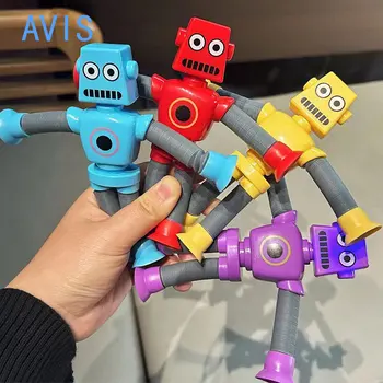 4 Pack Nauja Pop Vamzdžiai Jutimo Fidget Žaislai LED Mirksi Robotas su siurbtuko Įtempių Lobis Langelyje Žaislai