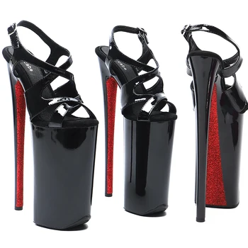 Leecabe 26CM/10inches Blizga Patentų PU viršutinis Atidaryti Tne Aukšto Kulno platforma seksualus egzotiškas šalis sandalai Ašigalio Šokių bateliai